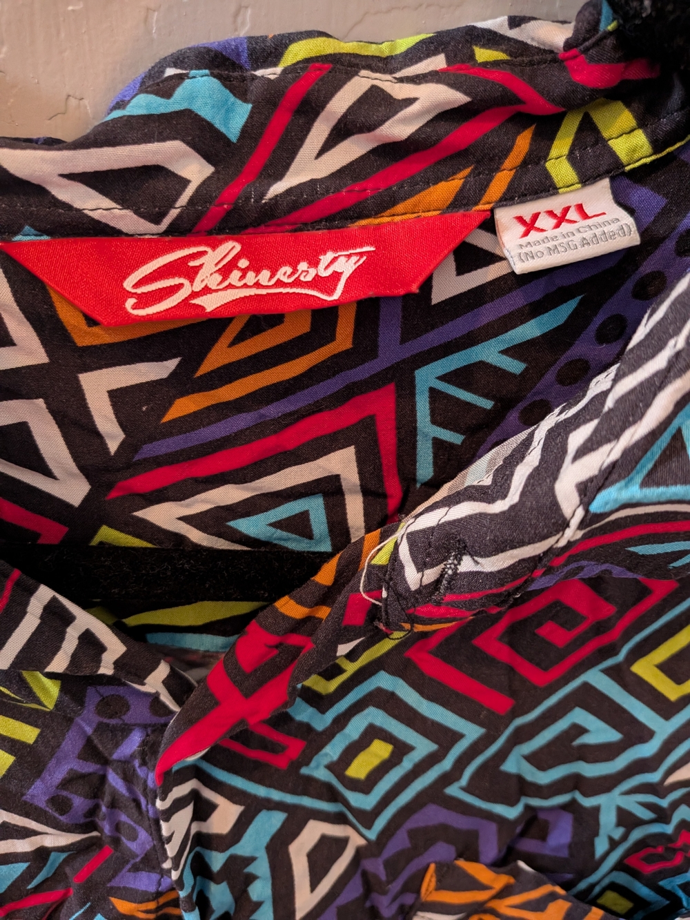 Men's Short Sleeve Geometric Print Shirt - Multicolor - Picture 3 of 4